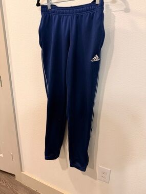 adidas Navy Blue Kids Track Joggers with White Piping